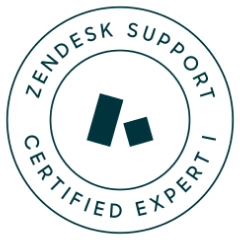 Sello de la certificación Zendesk Support Administrator Expert